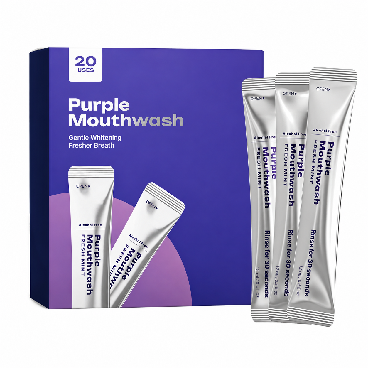 ✨Silvunce®Purple Mouthwash - Sachets 20 Pack - Peroxide-Free - Alcohol Free - Vegan Mint